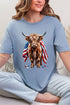 Painted Old Glory Highland Cow Softstyle Adult T-Shirt