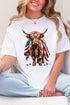 Painted Old Glory Highland Cow Softstyle Adult T-Shirt
