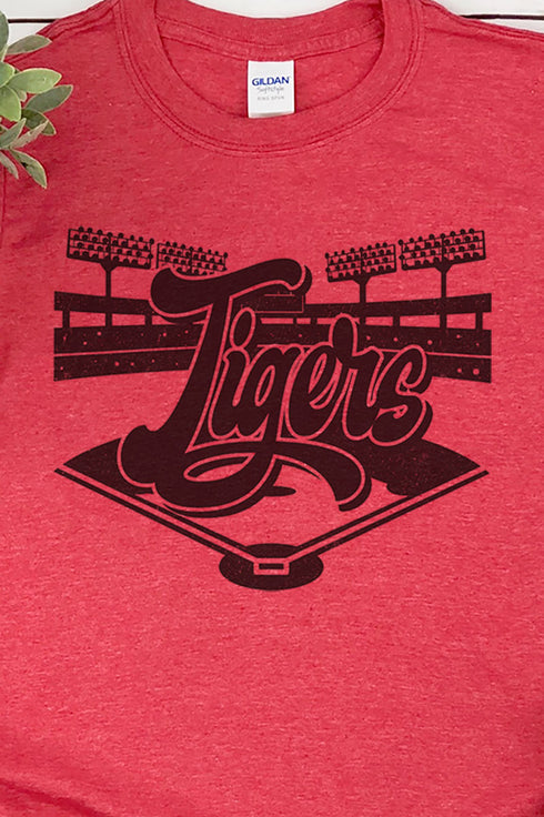 Baseball Diamond Tigers Softstyle Adult T-Shirt