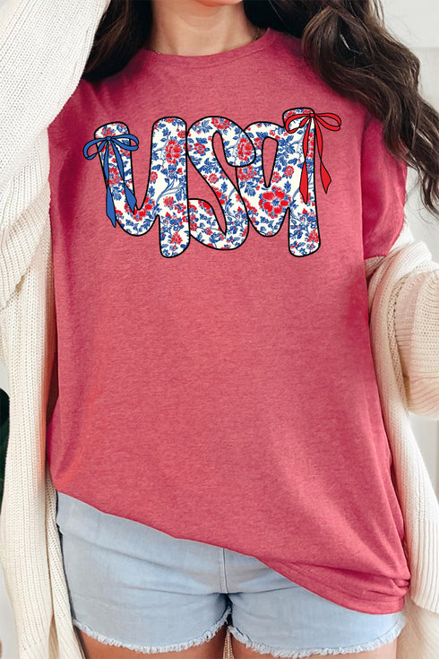 Floral USA Softstyle Adult T-Shirt