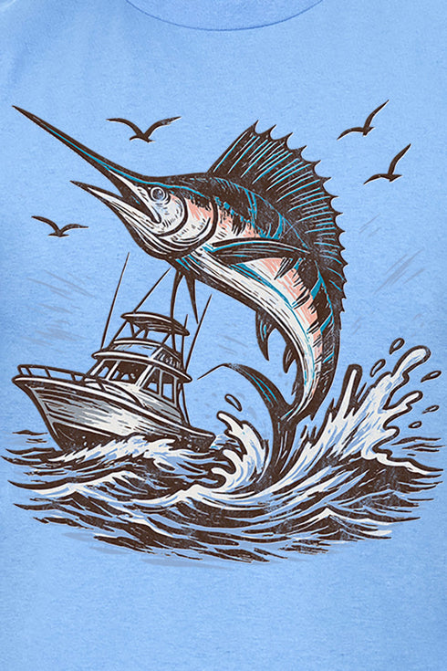 Marlin Waves Softstyle Adult T-Shirt