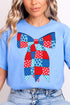 Patchwork Patriotic Bow Softstyle Adult T-Shirt