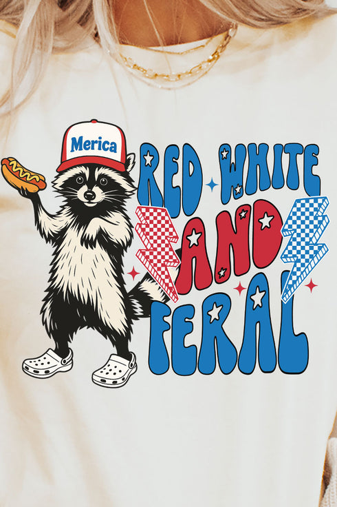 Red, White, And Feral Softstyle Adult T-Shirt