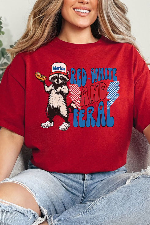 Red, White, And Feral Softstyle Adult T-Shirt