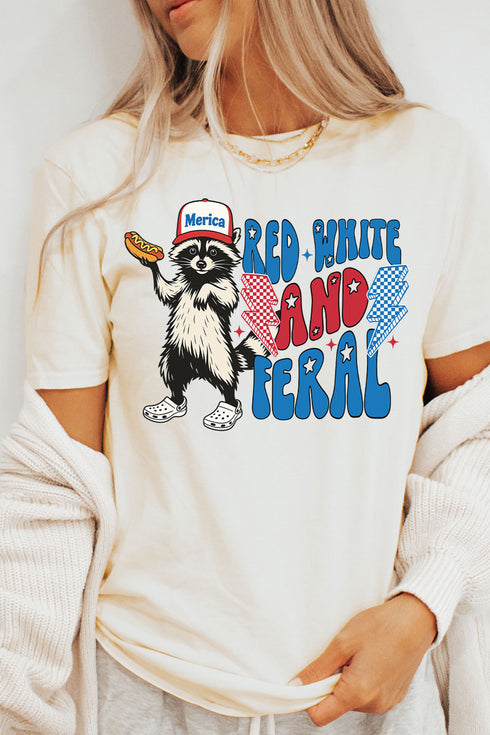 Red, White, And Feral Softstyle Adult T-Shirt