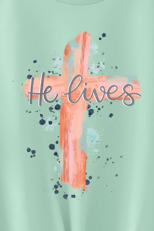 Watercolor He Lives Softstyle Adult T-Shirt
