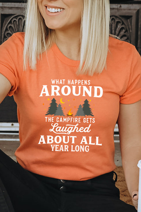 What Happens Around The Campfire Softstyle Adult T-Shirt