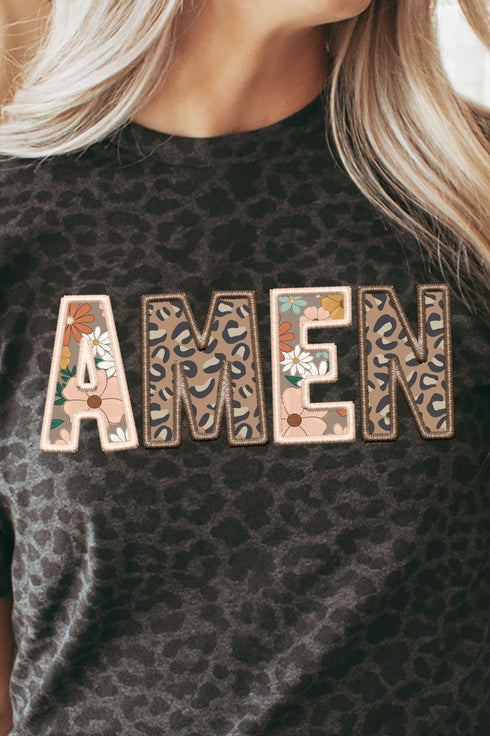 Boho Amen Faux Embroidery Transfer Fine Jersey Tee
