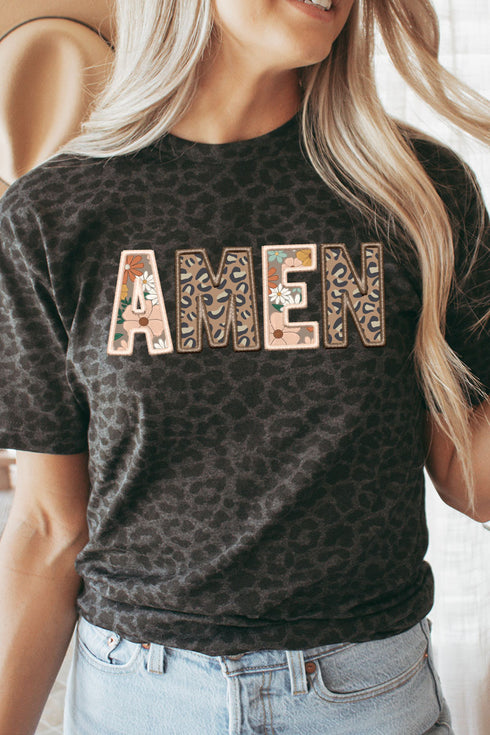 Boho Amen Faux Embroidery Transfer Fine Jersey Tee