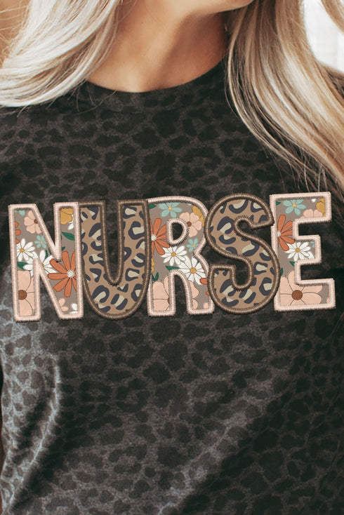 Boho Nurse Faux Embroidery Transfer Fine Jersey Tee