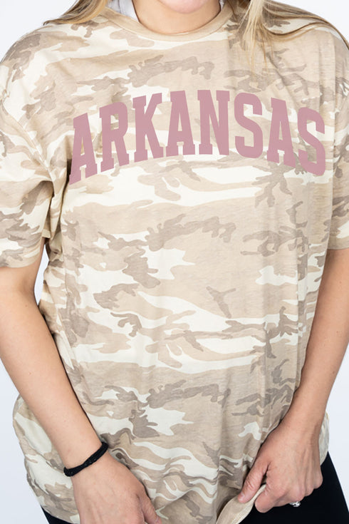 Pink Arched Arkansas Fine Jersey Tee