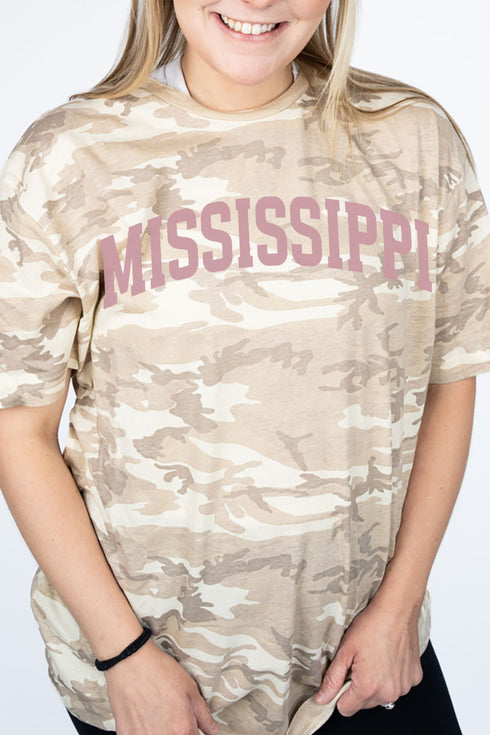 Pink Arched Mississippi Fine Jersey Tee