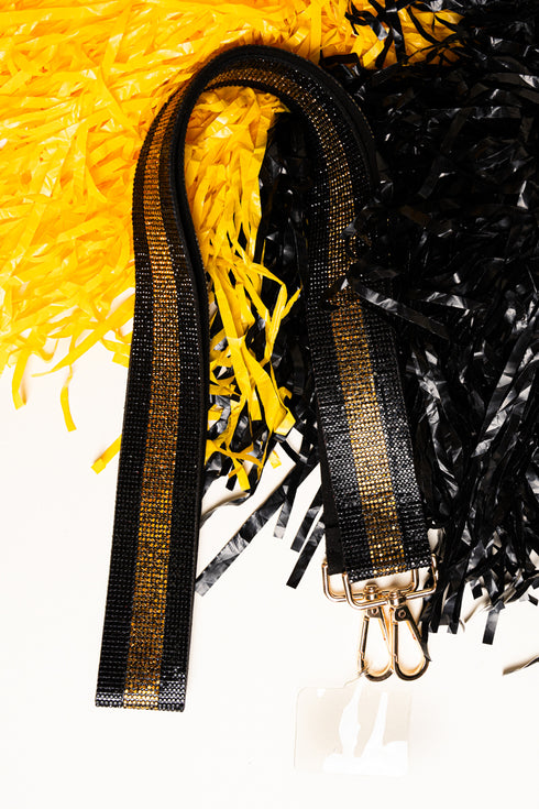 Spirit Stripes Black & Gold Crystal Bag Strap