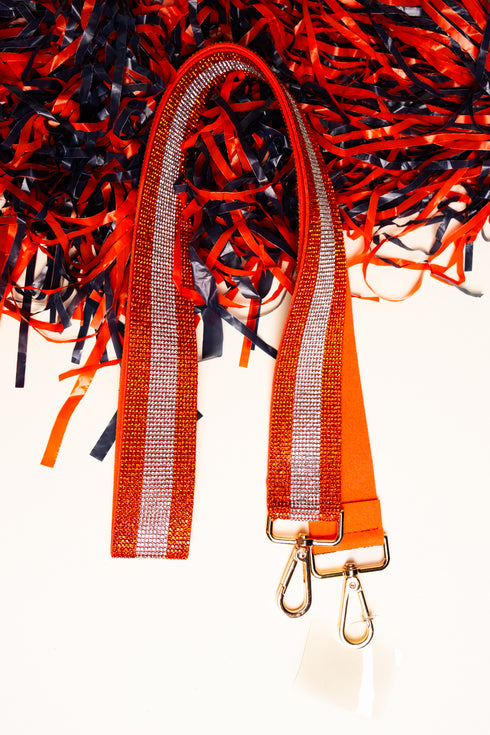 Spirit Stripes Orange & Clear Crystal Bag Strap