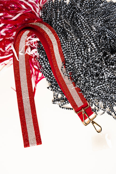 Spirit Stripes Red & Clear Crystal Bag Strap