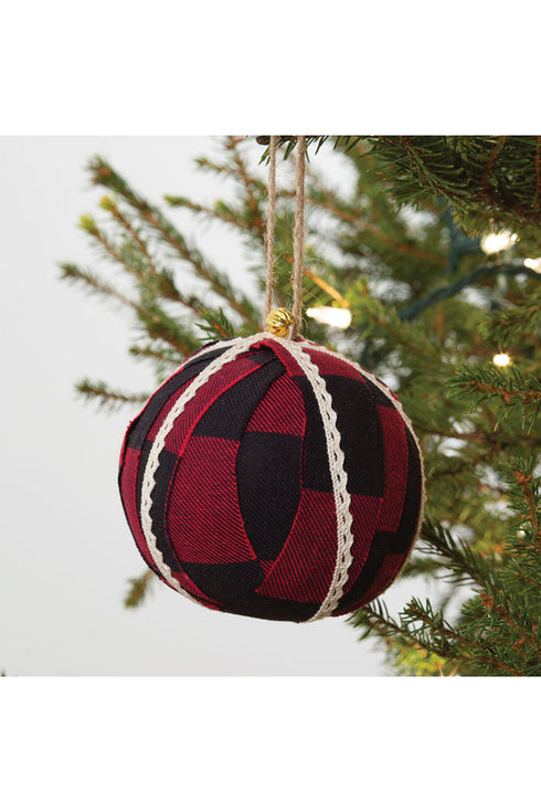 Buffalo Plaid Fabric Ornament, 4"