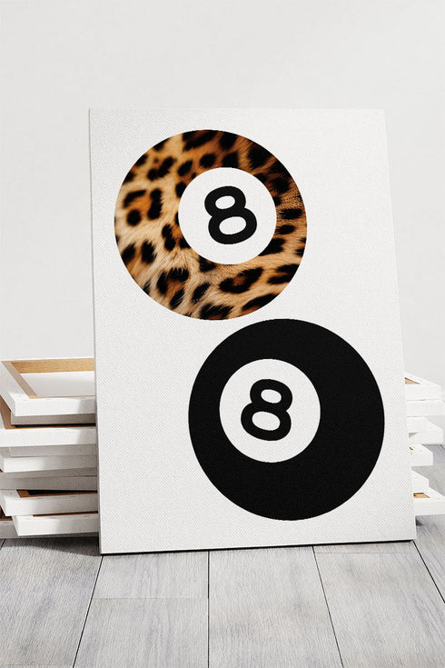 Leopard 8 Ball Stretched Canvas Print
