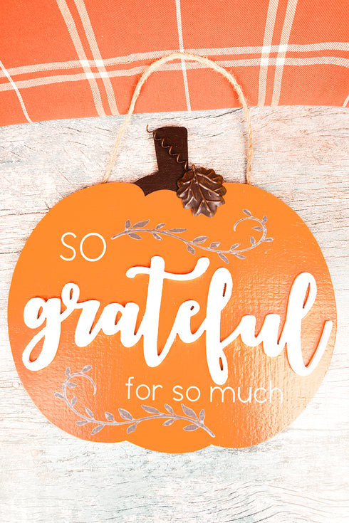 16 x 16 'So Grateful' Wood Pumpkin Wall Sign