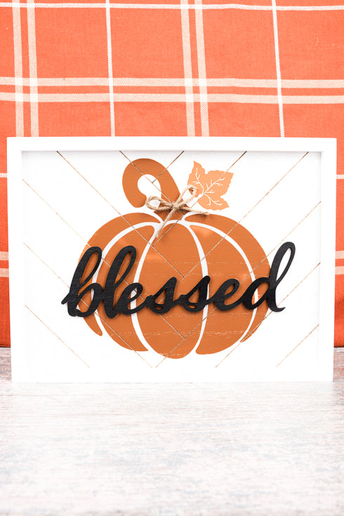9 x 12 'Blessed' Fall Pumpkin Wall Sign