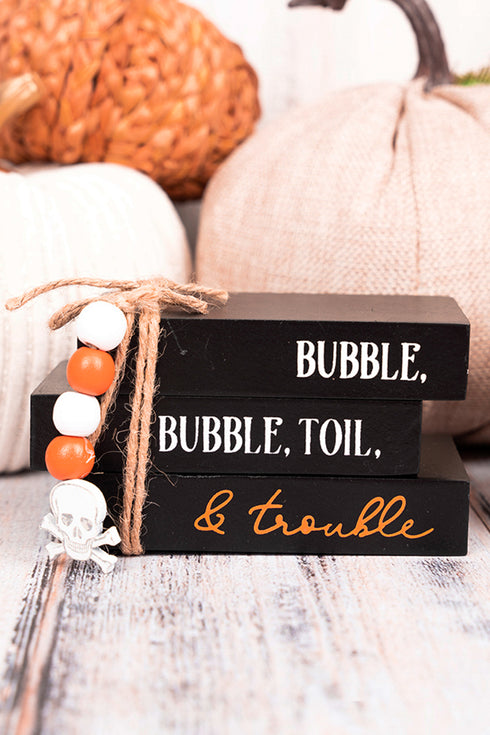 2.5 x 4.5 'Toil & Trouble' Tabletop Stacked Book Decor