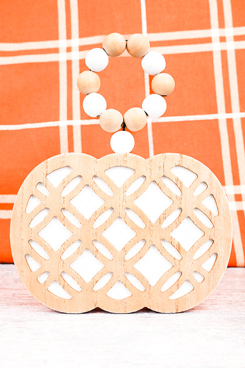 9 x 7 Fall Tradition White Tabletop Block Pumpkin