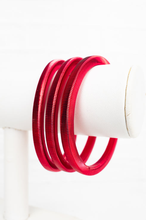 Red Metal Melody Bracelet Set