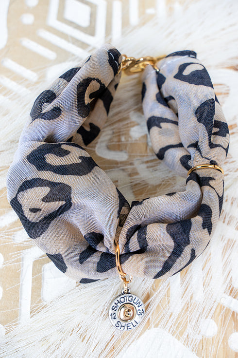 Goldtone Wander Wild Leopard Fabric Toggle Bracelet