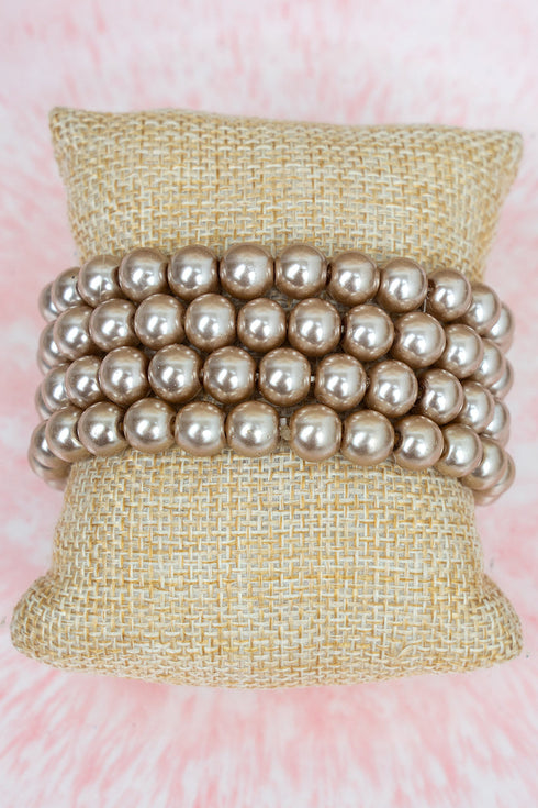 After Eight Edit Taupe Pearl Bracelet Set