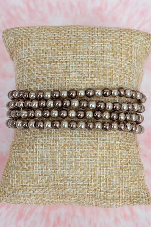 Late Night Luxe Coffee Pearl Bracelet Set