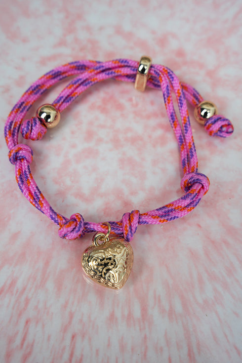 Tied With Heart Rose Cord Bracelet