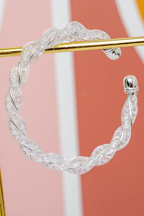 Stylish Twist Silvertone Cuff Bracelet