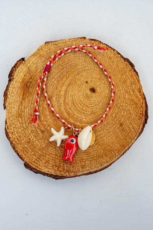 Red Coastal Icons Cord Bracelet
