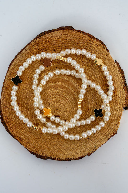 Waypoint Clover Pearl Beaded Bracelet Set