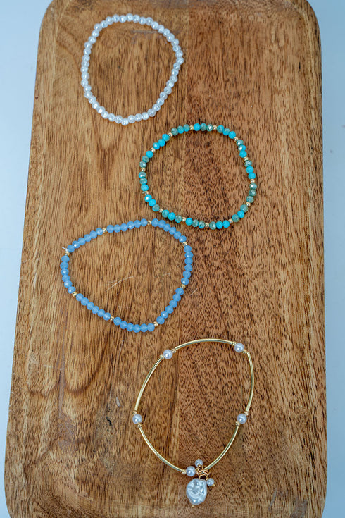 Light Blue Boardwalk Beads Bracelet Set