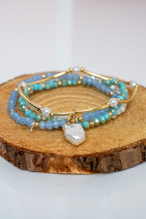 Light Blue Boardwalk Beads Bracelet Set
