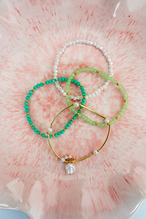 Mint Boardwalk Beads Bracelet Set