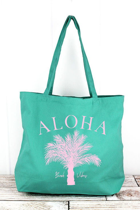 Aloha Vibes Pigment-Dyed Large Canvas Tote