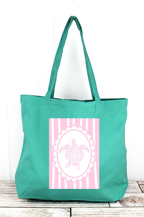 Scalloped Sea Turtle Pigment-Dyed Large Canvas Tote