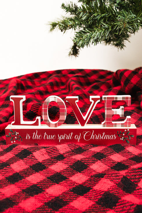 3.75 x 9.5 'Love' Christmas Tabletop Word Sign