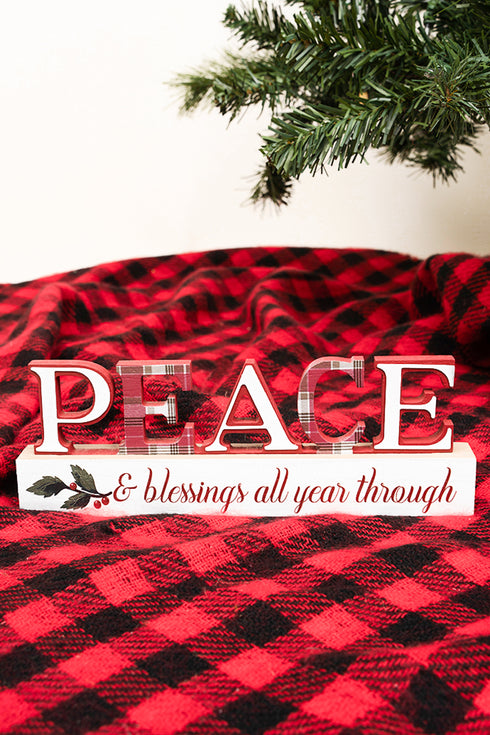 3.25 x 9.5 'Peace' Christmas Tabletop Word Sign
