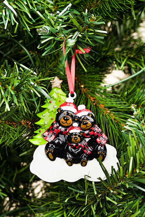 3.75 x 3.5 Beary Christmas Family of Three Resin Ornament