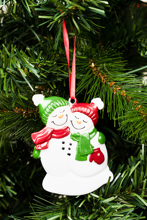 3.5 x 2.5 Warm Wishes Snowman Couple Resin Ornament