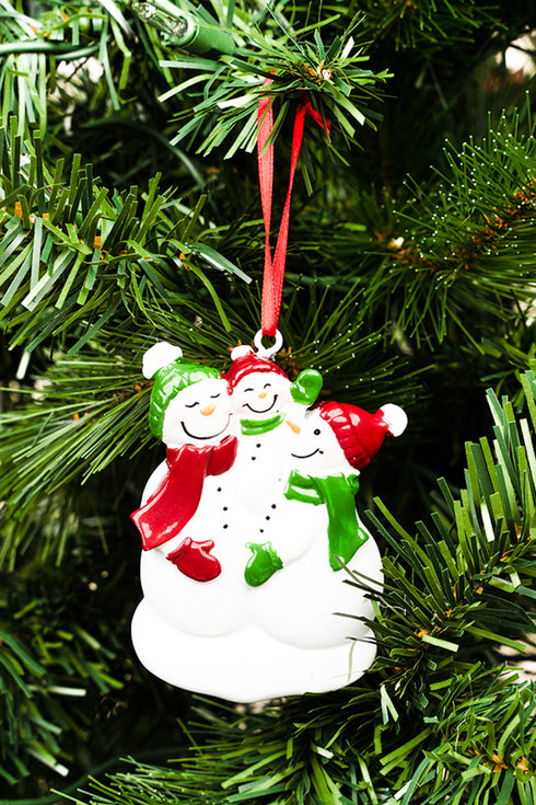 3.5 x 2.75 Snowman Family Trio Resin Ornament