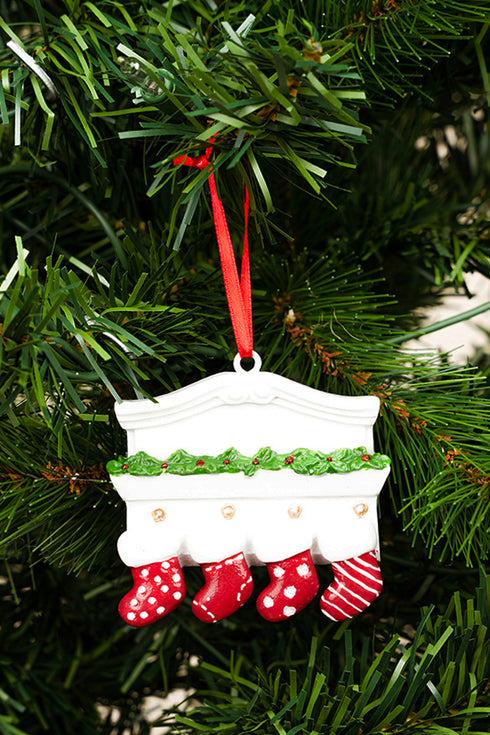 2.5 x 3 Five Stocking Fireplace Mantel Resin Ornament