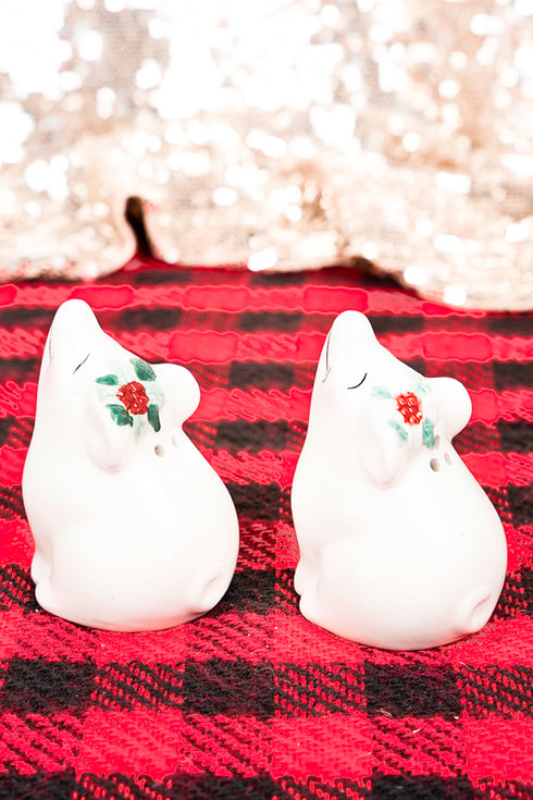 Ceramic Christmas Pigs Salt & Pepper Shaker Set