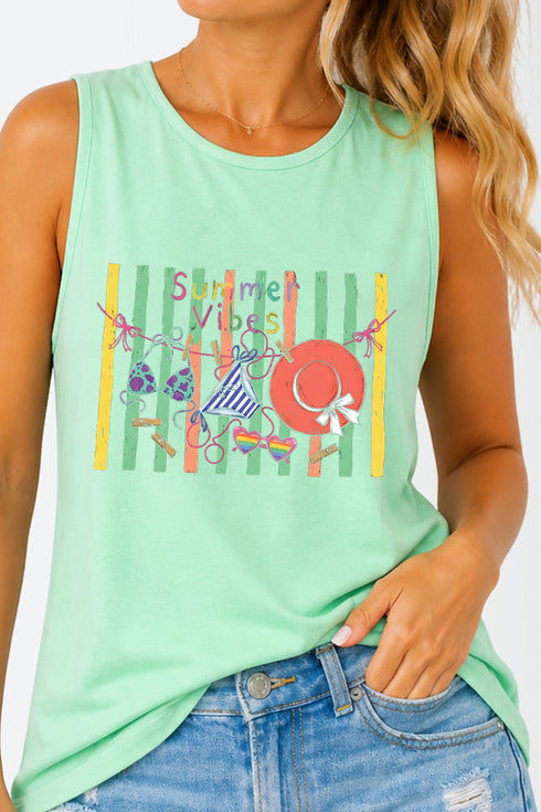 Bikini Summer Vibes Comfort Colors Cotton Tank Top