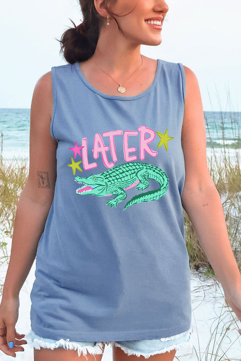 Pink Later Gator Comfort Colors Cotton Tank Top