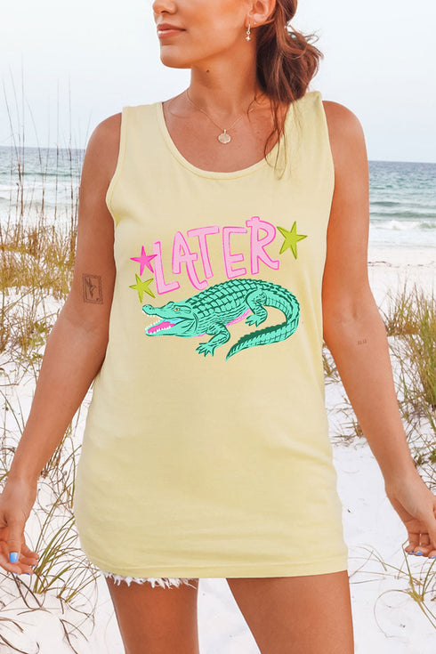 Pink Later Gator Comfort Colors Cotton Tank Top