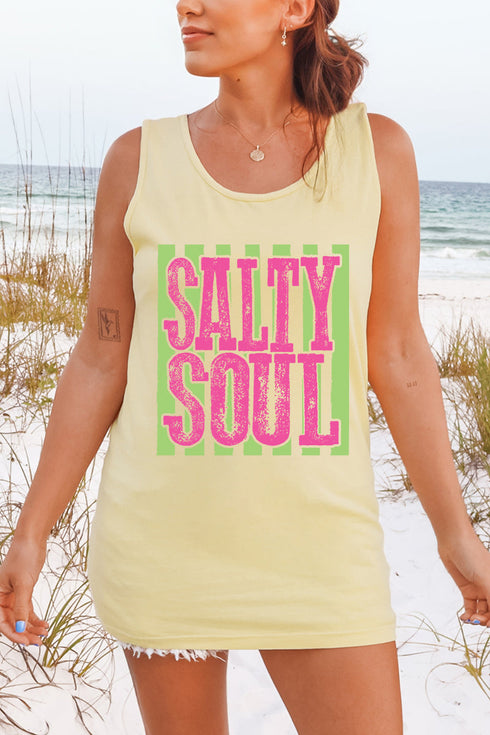 Striped Salty Soul Comfort Colors Cotton Tank Top
