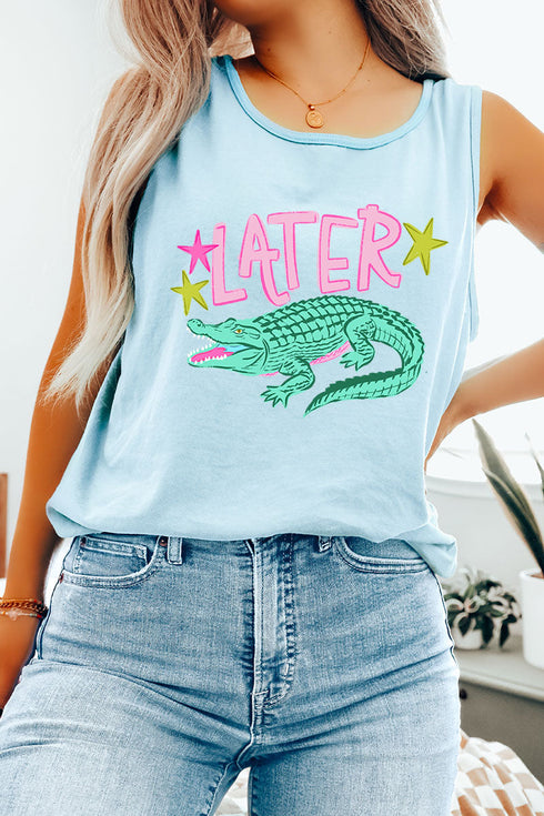 Pink Later Gator Comfort Colors Cotton Tank Top